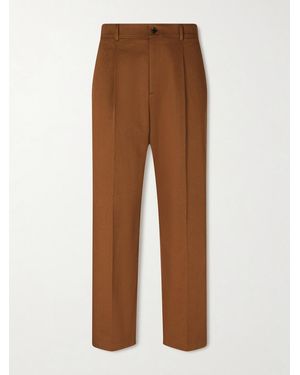 Valentino Garavani Straight-leg Cotton-gabardine Trousers - Brown