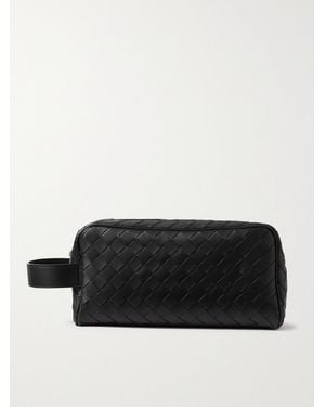 Bottega Veneta Intrecciato Leather Wash Bag - Black
