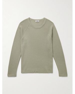 Agolde Payson Waffle-Knit Cotton-Blend T-Shirt - Green