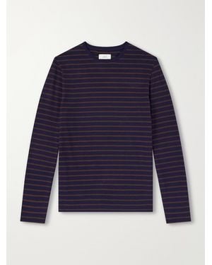 MR P. Striped Cotton-Piqué T-Shirt - Blue