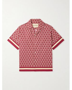 Valentino Garavani Camp-Collar Printed Cotton-Twill Shirt - Pink