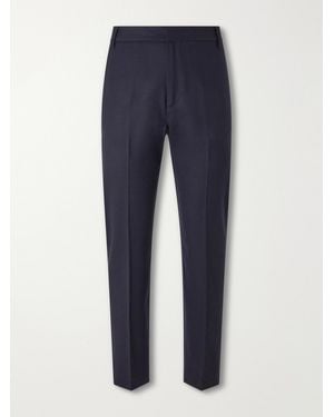 Altea Renee Straight-Leg Stretch-Wool Flannel Trousers - Blue