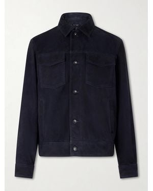 Rag & Bone Suede Trucker Jacket - Blue
