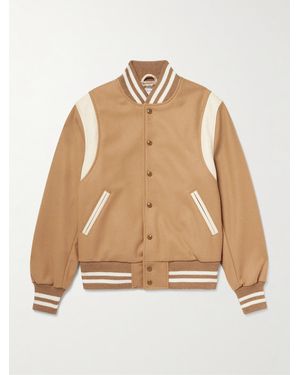 Golden Bear The Hayes Collegejacke aus einer Wollmischung mit Ledereinsätzen - Natur