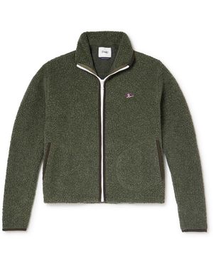 Drake's Him Logo-Embroidered Wool-Blend Fleece Jacket - Green