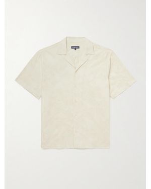 Frescobol Carioca Franca Camp-Collar Cotton-Blend Jacquard Shirt - White