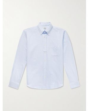 Hartford Pitt Button-Down Collar Striped Cotton Shirt - Blue