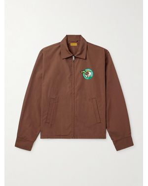 Human Made Drizzler Logo-Print Canvas Jacket - Brown