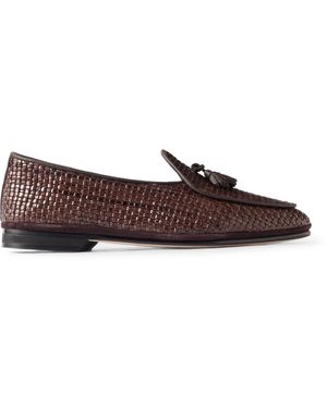 Rubinacci Marphy Woven Leather Tasseled Loafers - Brown