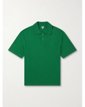 Loewe Anagram-Embroidered Cotton-Piqué Polo Shirt - Green