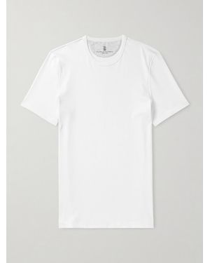 Brunello Cucinelli Ribbed Jersey T-Shirt - White