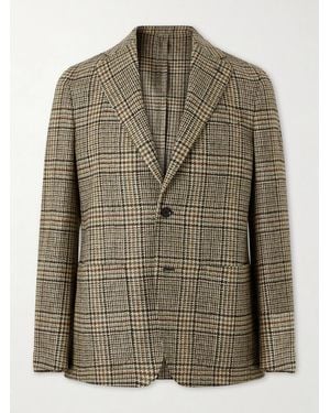 Caruso Butterfly Checked Wool Blazer - Green