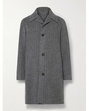 dunhill Unstructured Double-Faced Herringbone Wool Car Coat - Grey