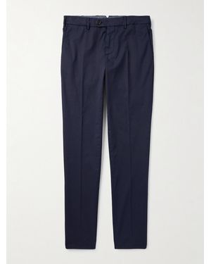 Brunello Cucinelli Slim-Fit Tapered Stretch-Cotton Twill Trousers - Blue