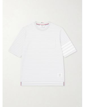 Thom Browne Striped Cotton Jersey T-Shirt - White