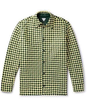 Bottega Veneta Two-Tone Intrecciato Leather Shirt - Green
