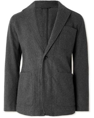 Hartford Jonny Recycled Wool-Blend Flannel Blazer - Black