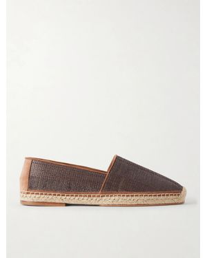 Brunello Cucinelli Leather-Trimmed Woven Raffia Espadrilles - Braun