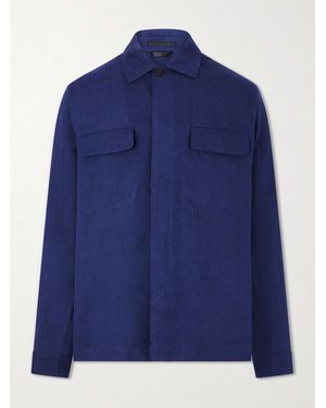 Sunspel Linen Overshirt - Blue
