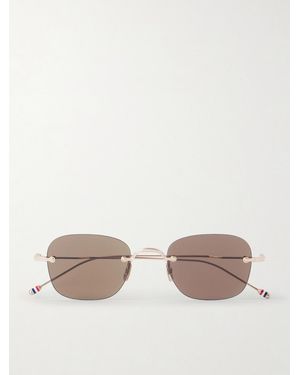 Thom Browne Square-Frame-Plated Titanium Sunglasses - Natural