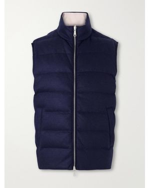 Eleventy Reversible Padded Cashmere-Blend And Wool-Blend Gilet - Blue