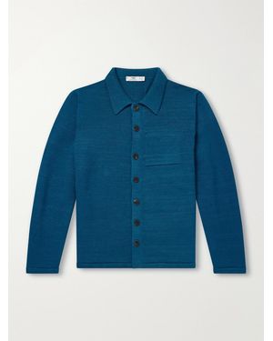 Inis Meáin Merino Wool And Linen-Blend Cardigan - Blue
