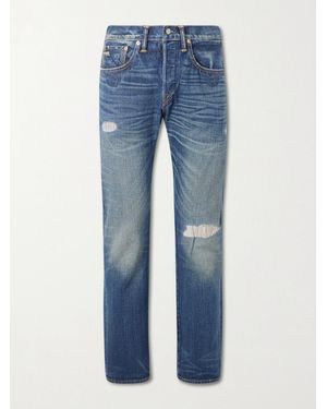 RRL Ausgestellte Jeans in Distressed-Optik - Blau