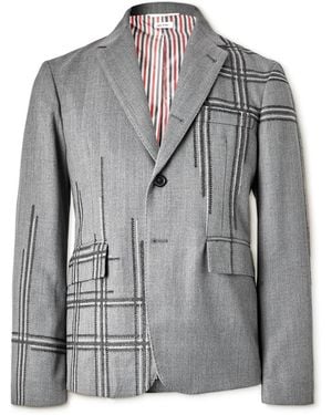 Thom Browne Unstructured Embroidered Twill Jacket - Gray