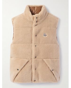 Moncler Colbricon Reversible Quilting Fleece And Shell Down Vest - Natural