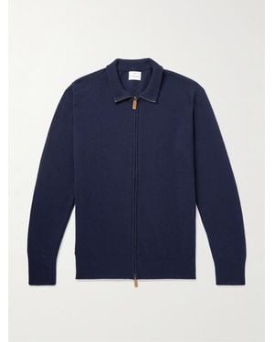 Kingsman William Lockie Slim-Fit Merino Wool And Cashmere-Blend Zip-Up Cardigan - Blue