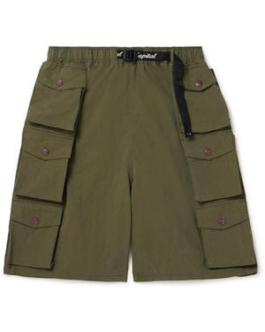 Kapital Cotton And Nylon-Blend Ripstop Drawstring Cargo Shorts - Green