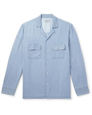 Officine Generale Leto Convertible-Collar Lyocell Shirt - Blue