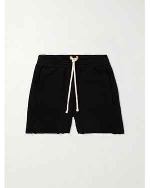Les Tien Straight-Leg Heavyweight Structured-Fleece Cotton-Jersey Drawstring Shorts - Black