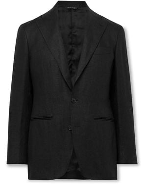 Saman Amel Unstructured Linen Suit Jacket - Black