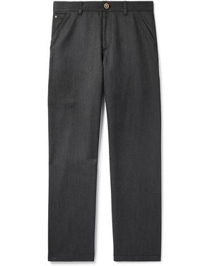 Versace Straight-Leg Wool-Mouliné Trouser - Gray