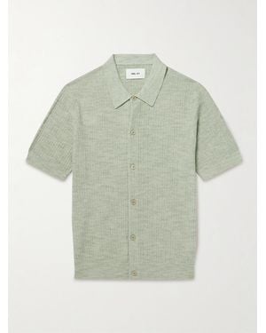 NN07 Nolan 6695 Textured-Knit Organic Cotton Shirt - Green