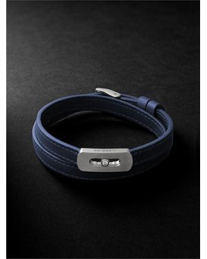 Messika My Move Brushed-Titanium, Leather And Diamond Bracelet - Black