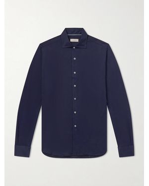 Canali Cotton And Lyocell-Blend Shirt - Blue