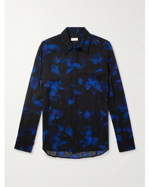 Dries Van Noten Floral-Print Crepe Shirt - Blue