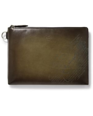 Berluti Nino Scritto Venezia Leather Pouch - Green