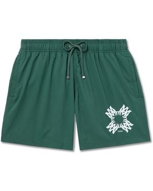 Amiri Straight-Leg Mid-Length Logo-Print Swim Shorts - Green