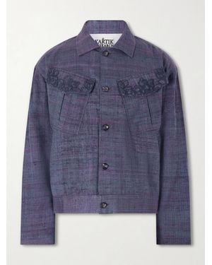 Kartik Research Gul Embroidered Wool And Silk-blend Jacket - Blue