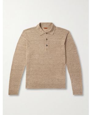 Barena Pevaron Ribbed Linen And Cotton-Blend Polo Shirt - Natural