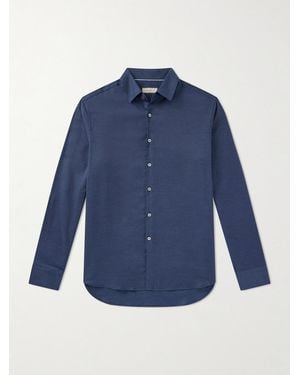 Canali Cotton And Cashmere-Blend Shirt - Blue