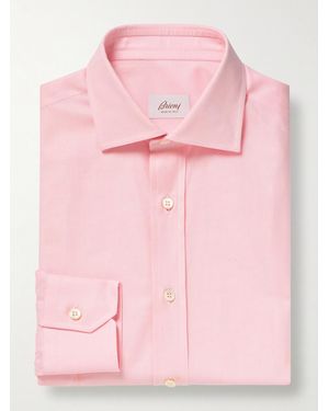 Brioni Trevi Cutaway-Collar Cotton Oxford Shirt - Pink