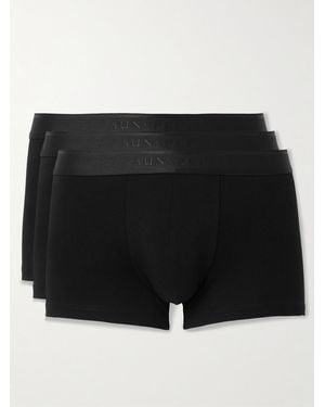 Sunspel Three-Pack Stretch-Cotton Boxer Briefs - Black