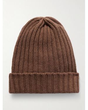 Thom Sweeney Ribbed Cashmere Beanie - Brown