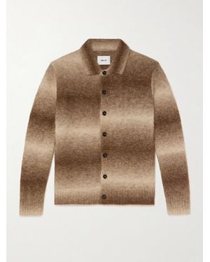 NN07 Alfie 6656 Striped Alpaca-Blend Cardigan - Brown