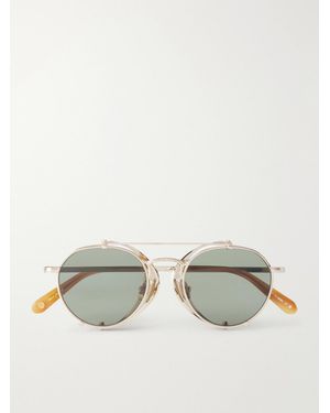 Garrett Leight Ocampo Round-Frame Metal Sunglasses - Natural