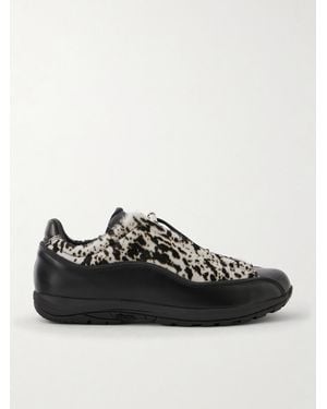 Diemme Licata Leather-Trimmed Calf-Hair Sneakers - Black